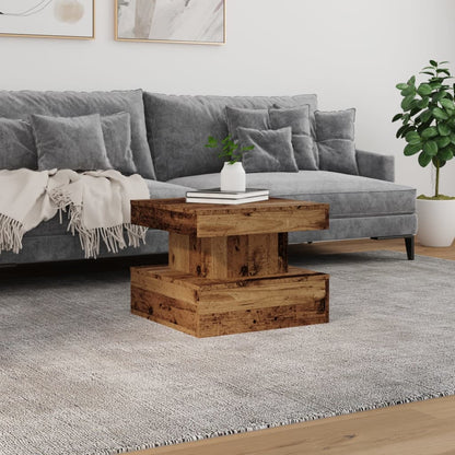 Salontafel met LED-verlichting 50x50x40 cm oud houtkleurig