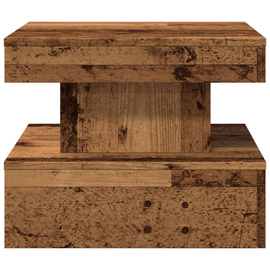 Salontafel met LED-verlichting 50x50x40 cm oud houtkleurig