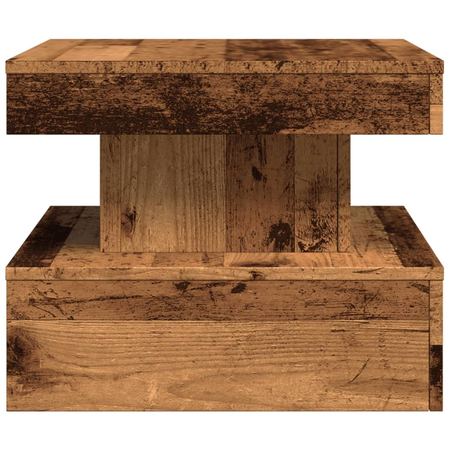 Salontafel met LED-verlichting 50x50x40 cm oud houtkleurig