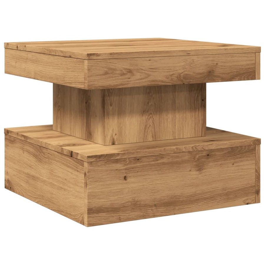 Salontafel Met Led-Verlichting 50X50X40Cm Artisanaal Eikenkleur artisian oak 50 cm