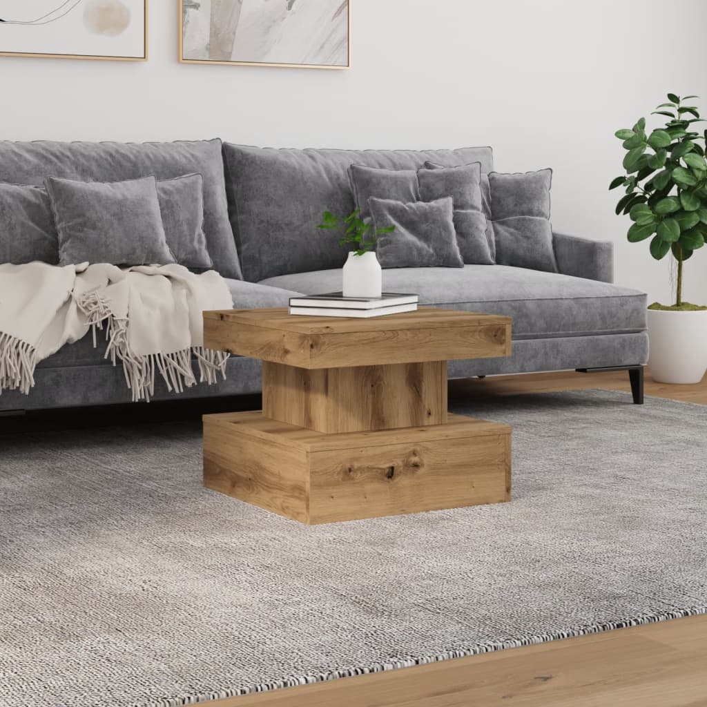 Salontafel Met Led-Verlichting 50X50X40Cm Artisanaal Eikenkleur artisian oak 50 cm