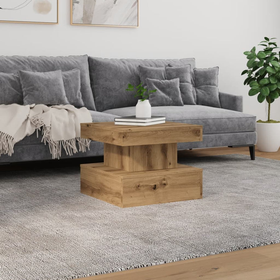 Salontafel Met Led-Verlichting 50X50X40Cm Artisanaal Eikenkleur artisian oak 50 cm