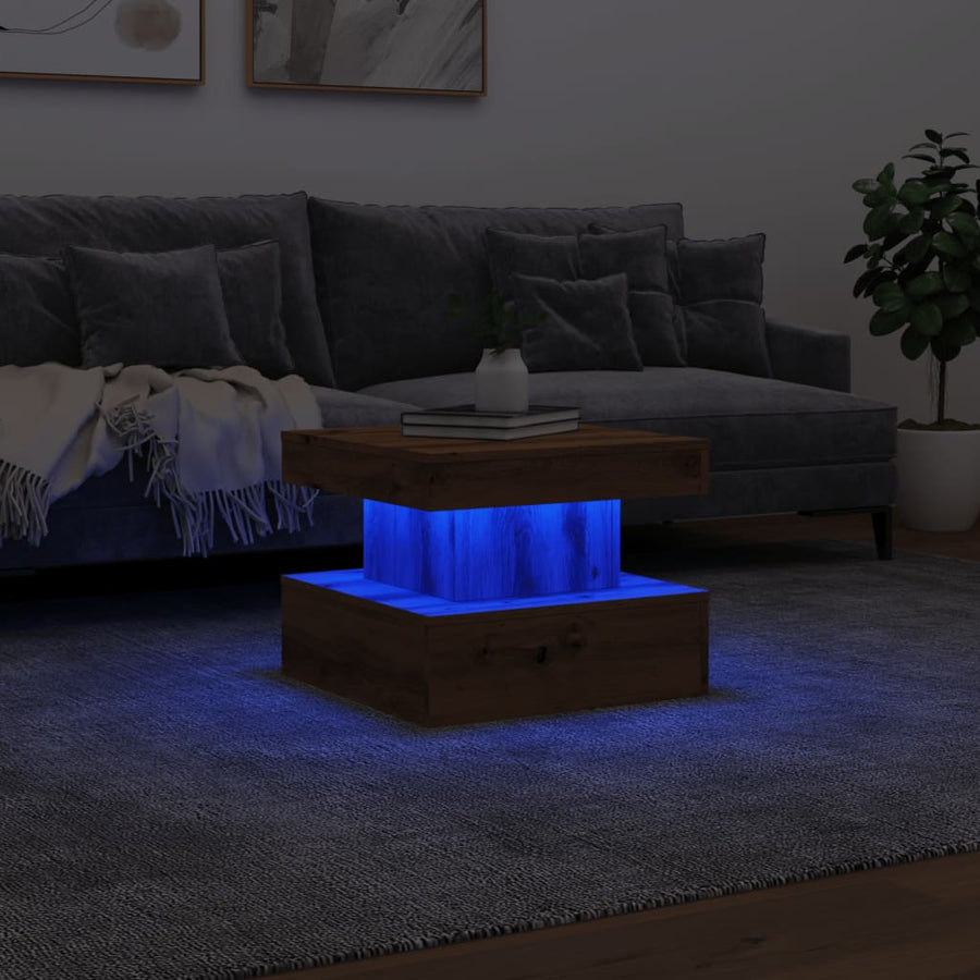 Salontafel Met Led-Verlichting 50X50X40Cm Artisanaal Eikenkleur artisian oak 50 cm