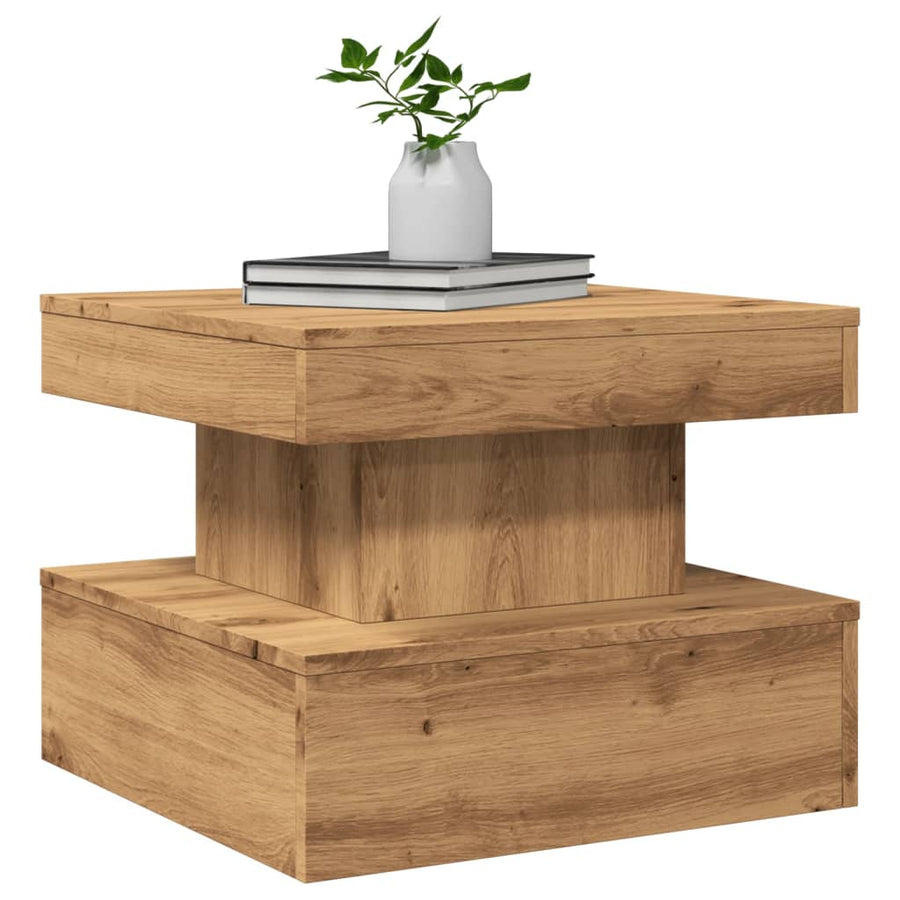 Salontafel Met Led-Verlichting 50X50X40Cm Artisanaal Eikenkleur artisian oak 50 cm