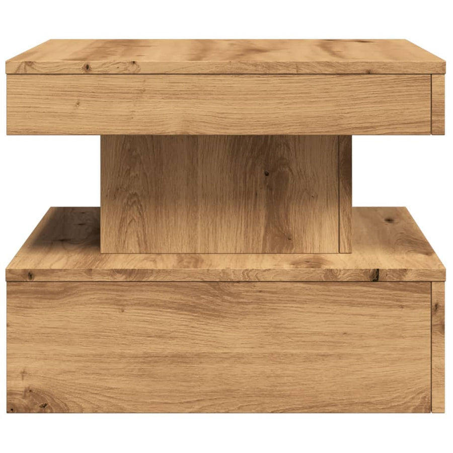 Salontafel Met Led-Verlichting 50X50X40Cm Artisanaal Eikenkleur artisian oak 50 cm