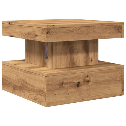 Salontafel Met Led-Verlichting 50X50X40Cm Artisanaal Eikenkleur artisian oak 50 cm