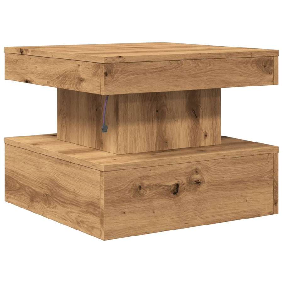 Salontafel Met Led-Verlichting 50X50X40Cm Artisanaal Eikenkleur artisian oak 50 cm