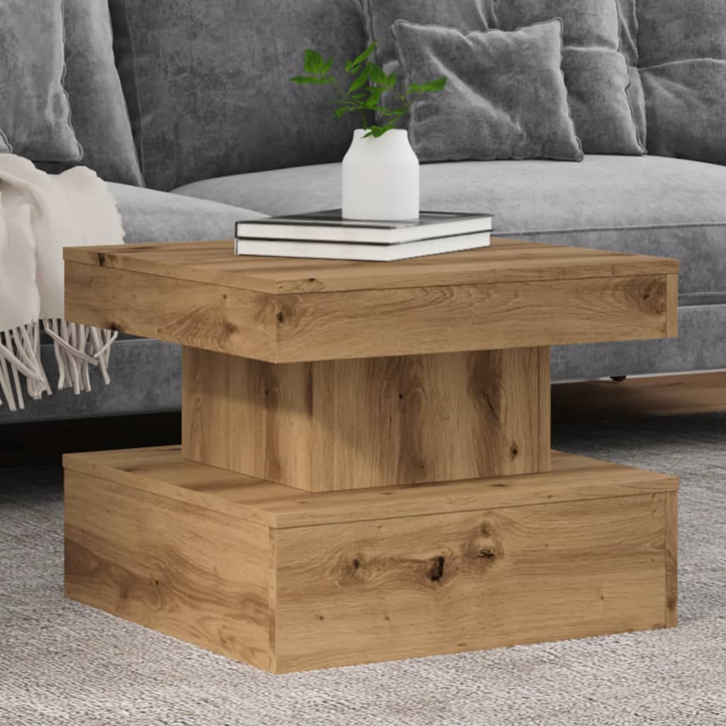 Salontafel Met Led-Verlichting 50X50X40Cm Artisanaal Eikenkleur artisian oak 50 cm