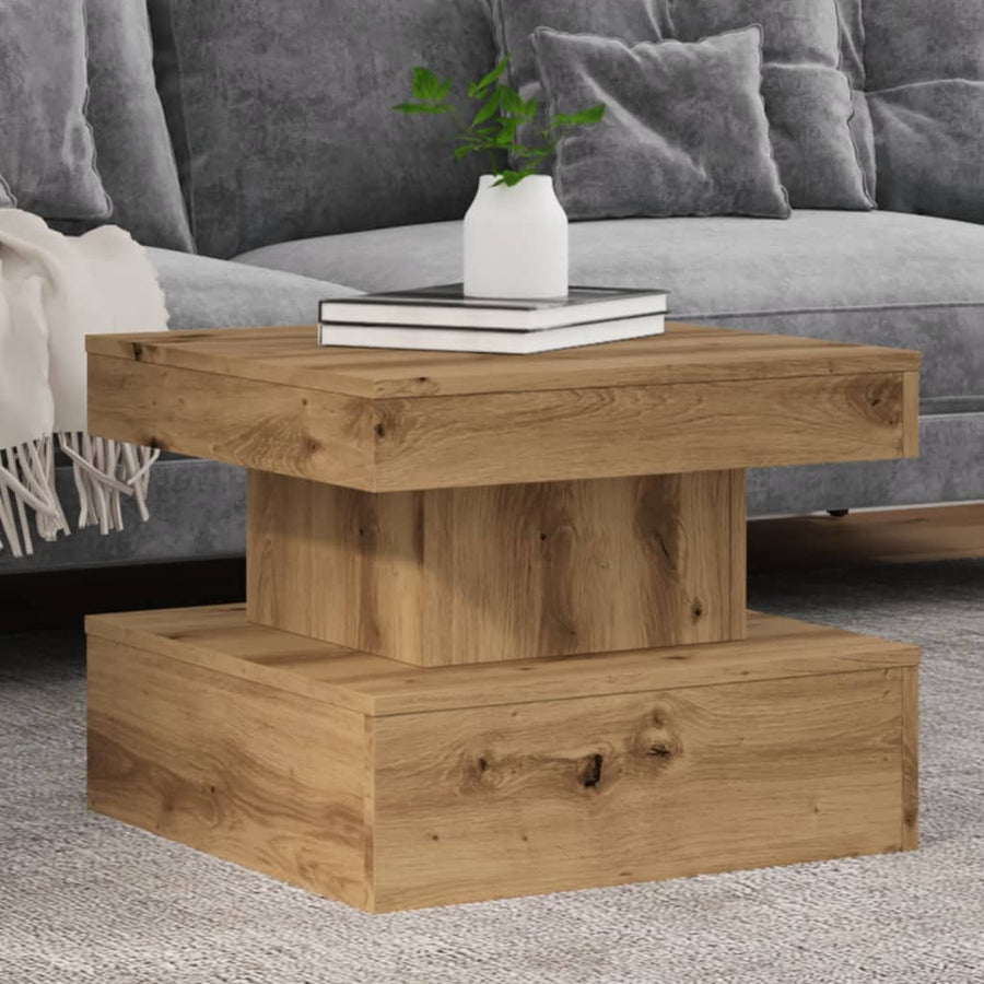 Salontafel Met Led-Verlichting 50X50X40Cm Artisanaal Eikenkleur artisian oak 50 cm