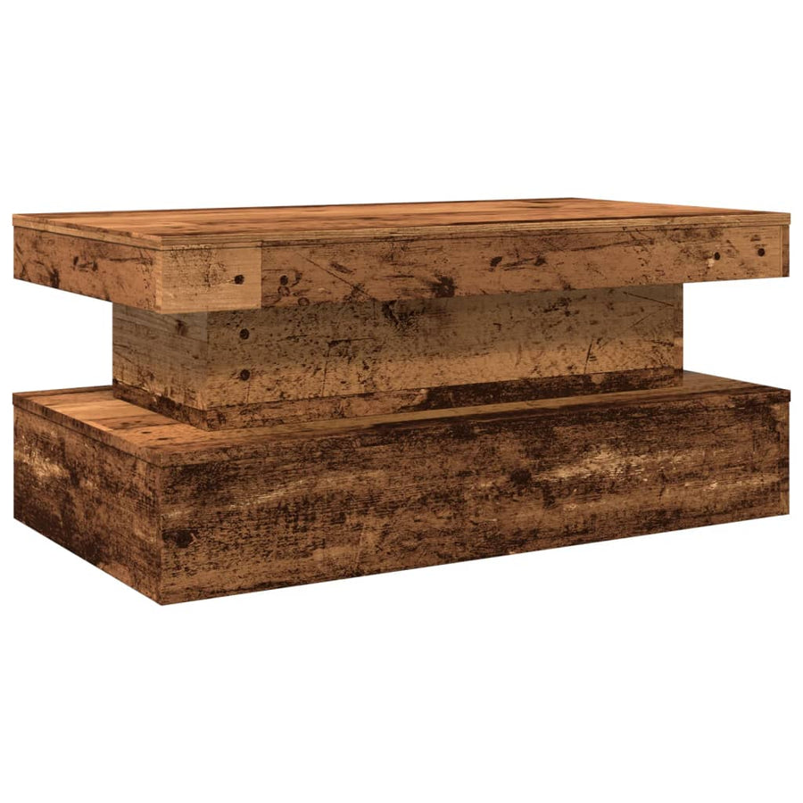 Salontafel Met Led-Verlichting 90X50X40 Cm Kleurig Oud hout 90 cm