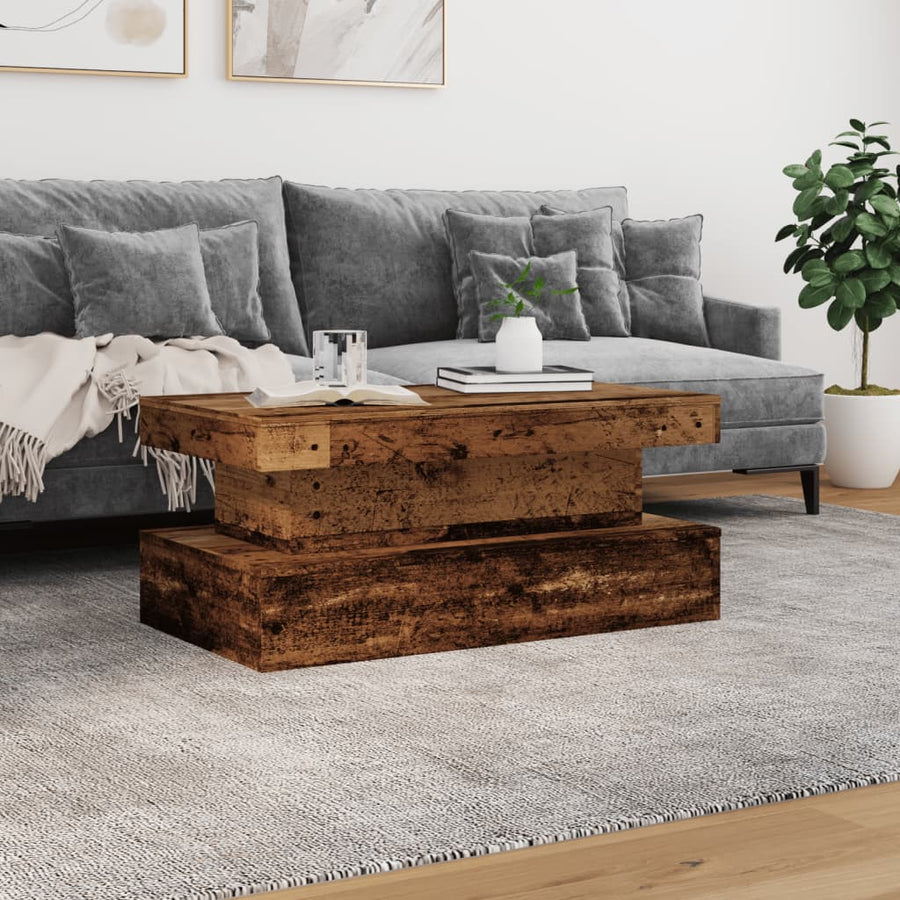 Salontafel Met Led-Verlichting 90X50X40 Cm Kleurig Oud hout 90 cm