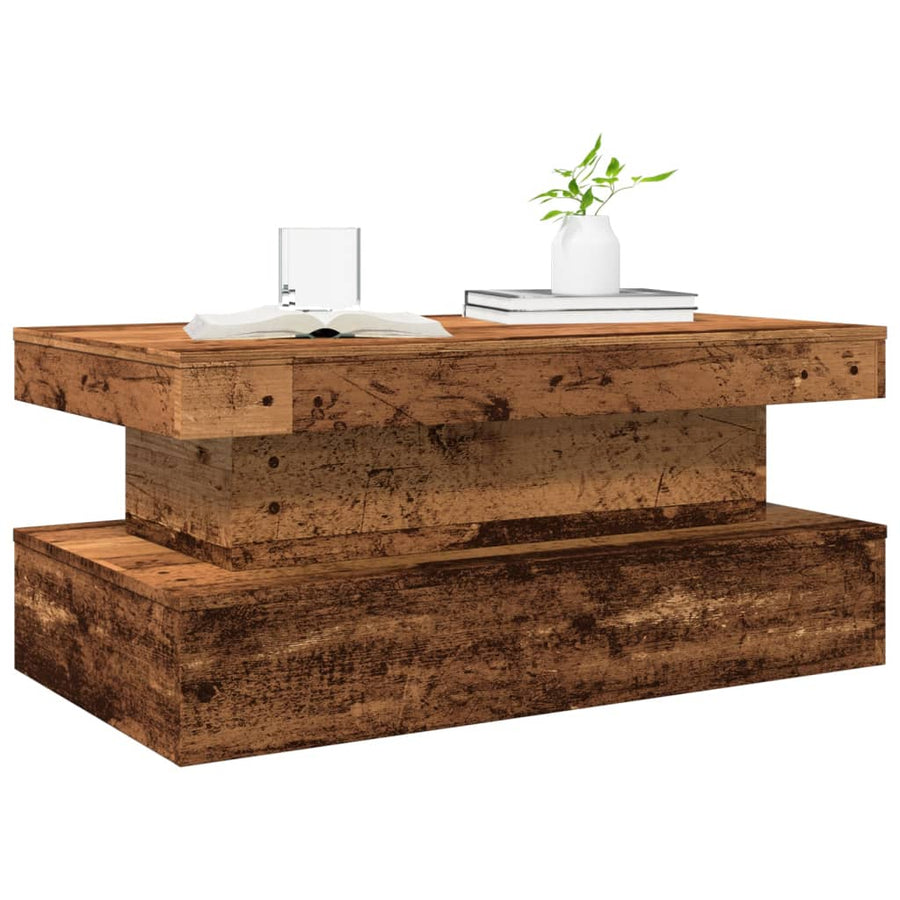 Salontafel Met Led-Verlichting 90X50X40 Cm Kleurig Oud hout 90 cm