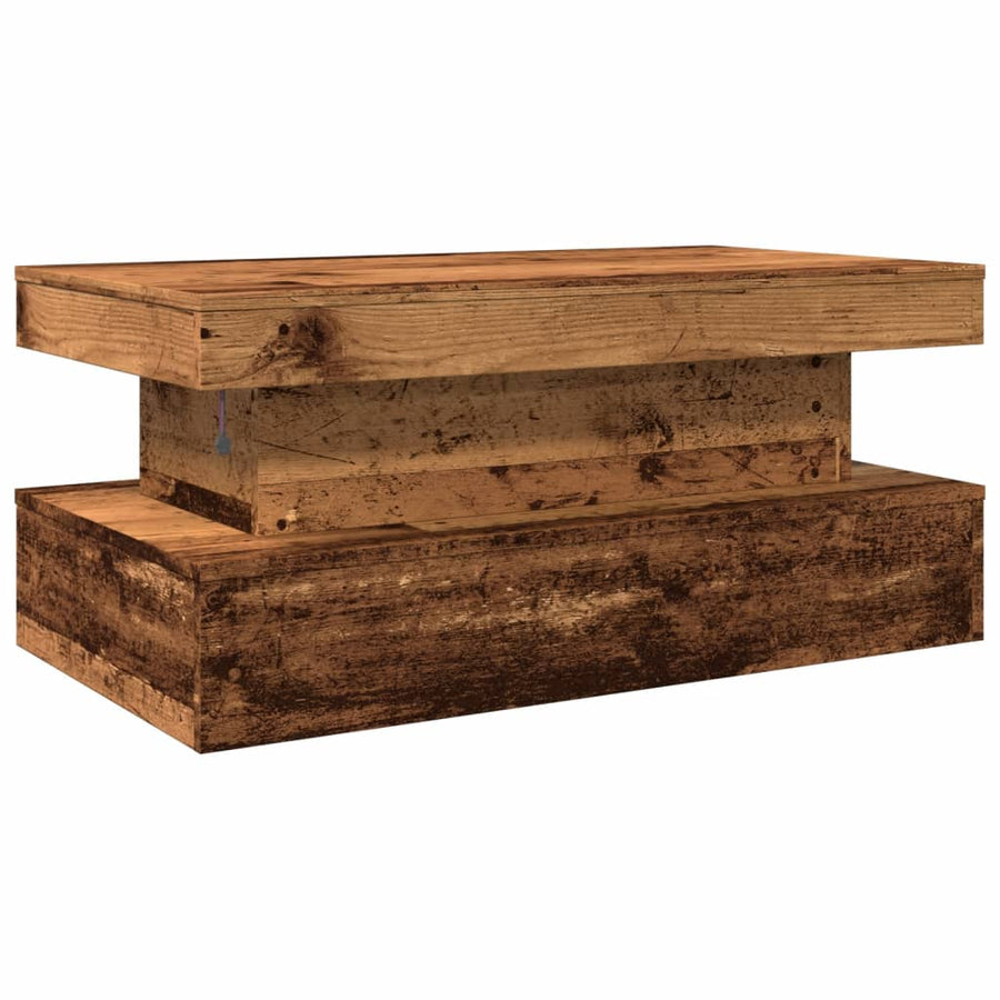 Salontafel Met Led-Verlichting 90X50X40 Cm Kleurig Oud hout 90 cm