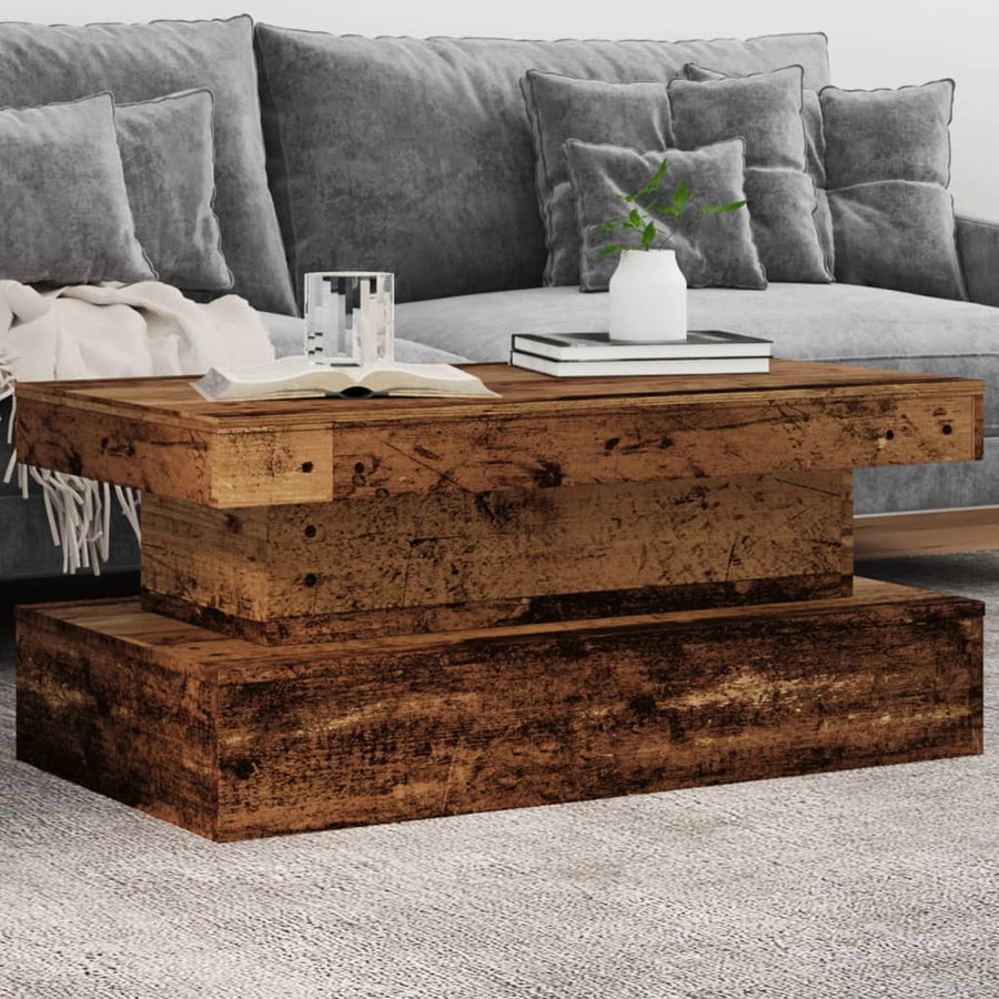 Salontafel Met Led-Verlichting 90X50X40 Cm Kleurig Oud hout 90 cm