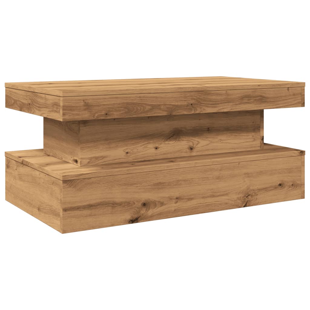 Salontafel Met Led-Verlichting 90X50X40Cm Artisanaal Eikenkleur artisian oak 90 cm