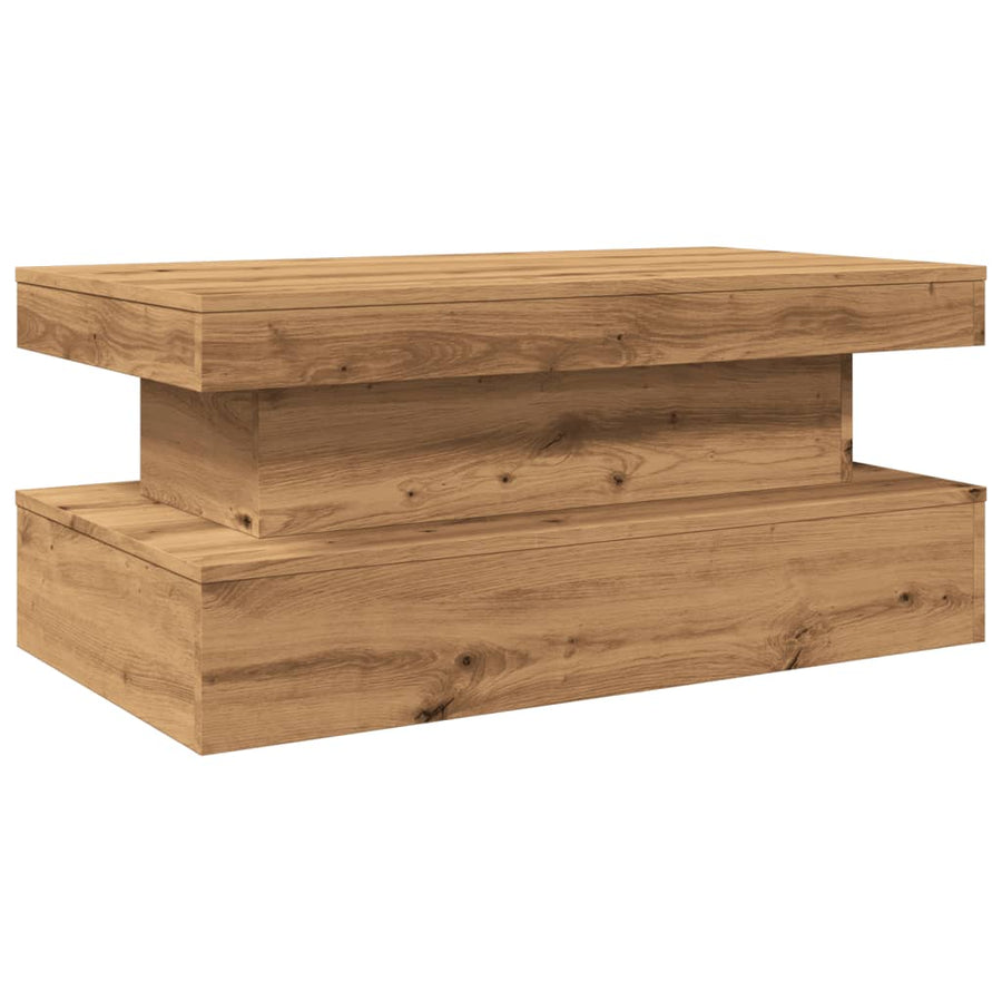 Salontafel Met Led-Verlichting 90X50X40Cm Artisanaal Eikenkleur artisian oak 90 cm