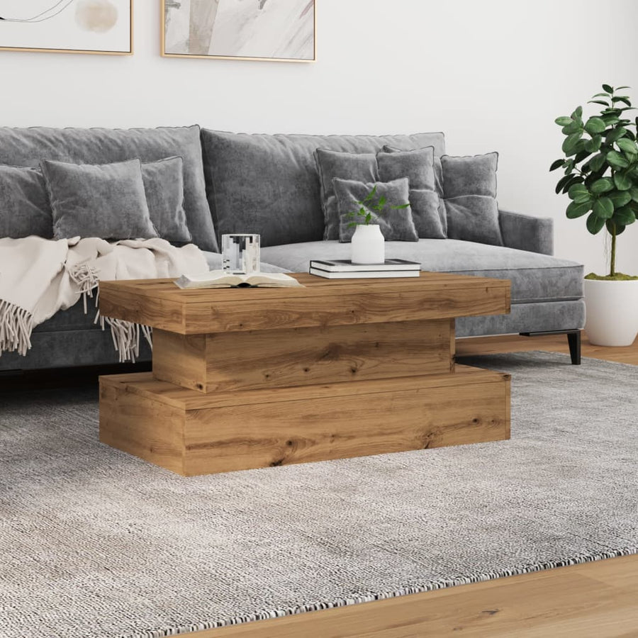Salontafel Met Led-Verlichting 90X50X40Cm Artisanaal Eikenkleur artisian oak 90 cm