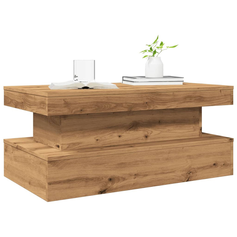 Salontafel Met Led-Verlichting 90X50X40Cm Artisanaal Eikenkleur artisian oak 90 cm