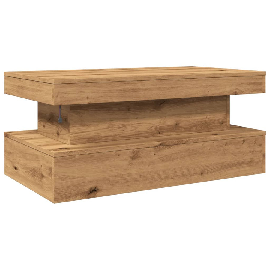 Salontafel Met Led-Verlichting 90X50X40Cm Artisanaal Eikenkleur artisian oak 90 cm