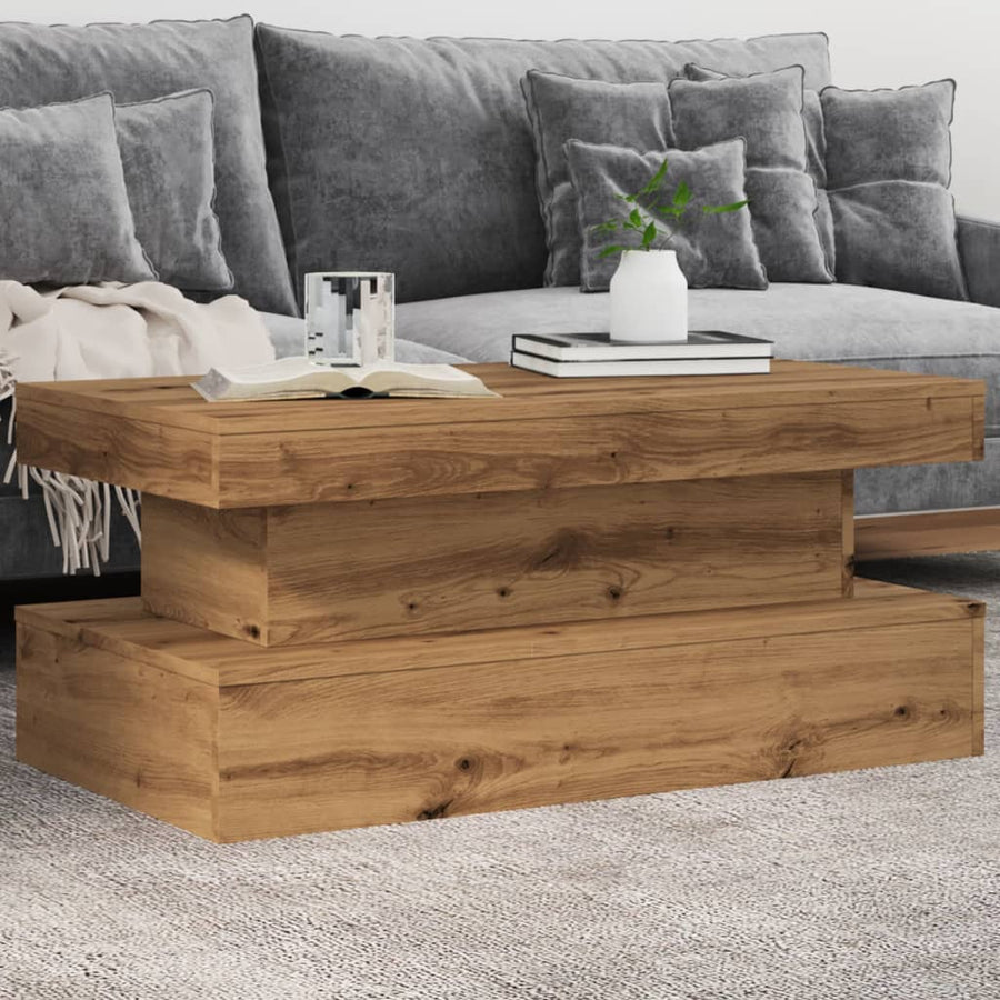 Salontafel Met Led-Verlichting 90X50X40Cm Artisanaal Eikenkleur artisian oak 90 cm