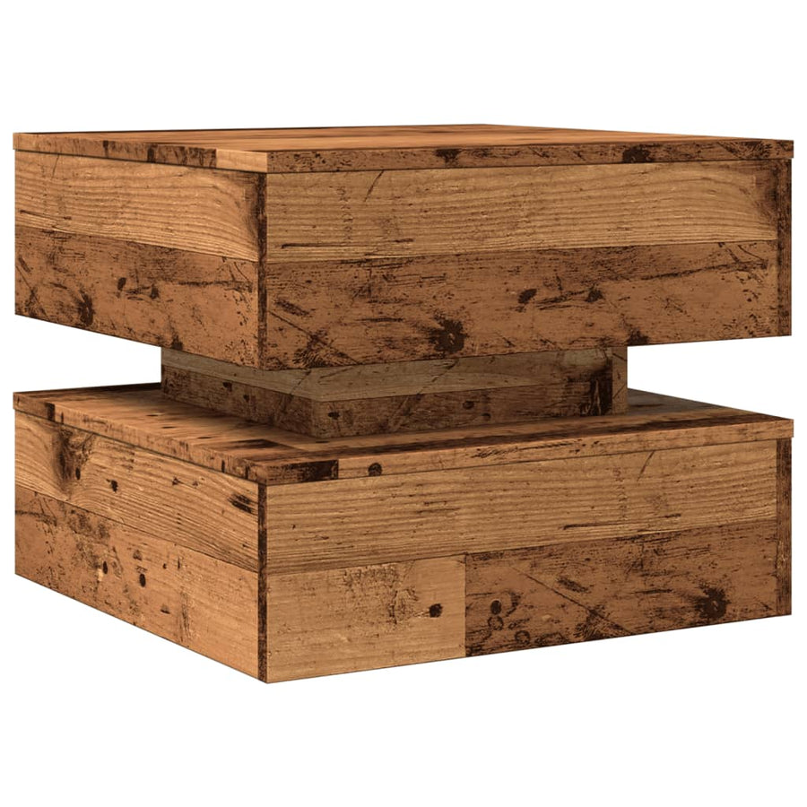 Salontafel met LED-verlichting 50x50x40 cm oud houtkleurig