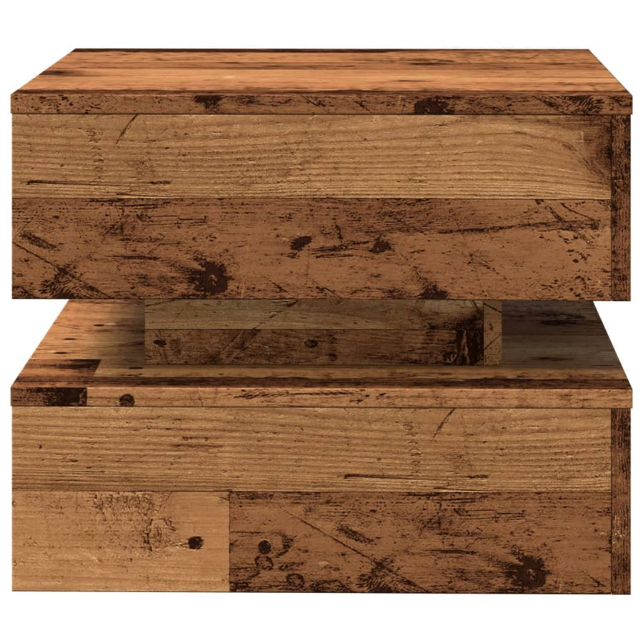 Salontafel met LED-verlichting 50x50x40 cm oud houtkleurig