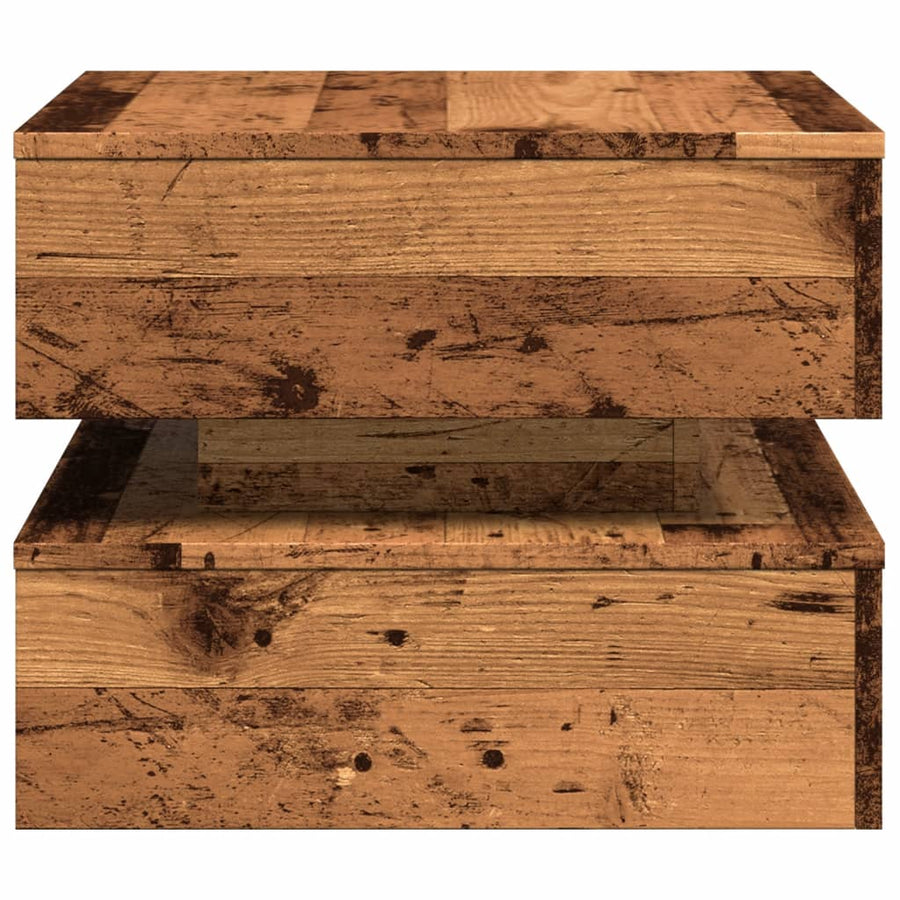 Salontafel met LED-verlichting 50x50x40 cm oud houtkleurig