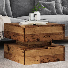 Salontafel met LED-verlichting 50x50x40 cm oud houtkleurig