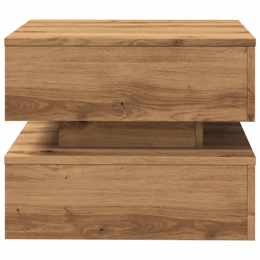 Salontafel met LED-verlichting 50x50x40cm artisanaal eikenkleur