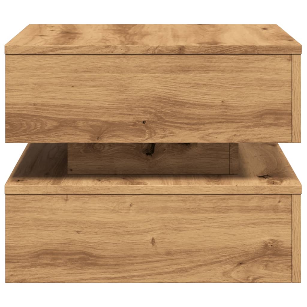 Salontafel met LED-verlichting 50x50x40cm artisanaal eikenkleur