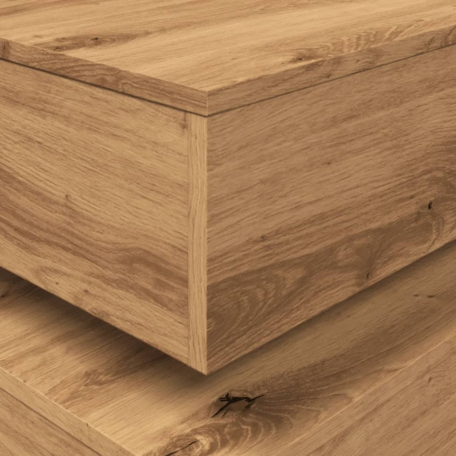 Salontafel met LED-verlichting 50x50x40cm artisanaal eikenkleur