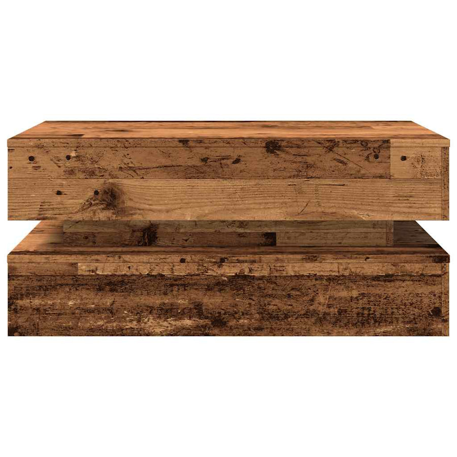 Salontafel met LED-verlichting 90x50x40 cm oud houtkleurig