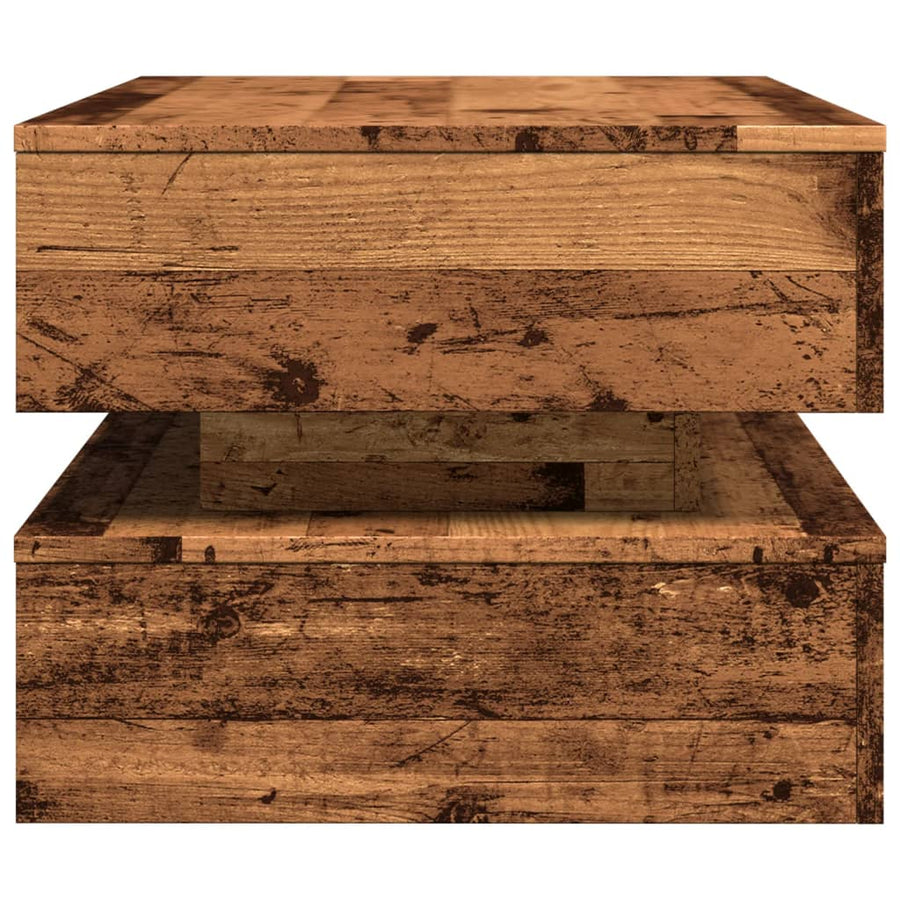 Salontafel met LED-verlichting 90x50x40 cm oud houtkleurig