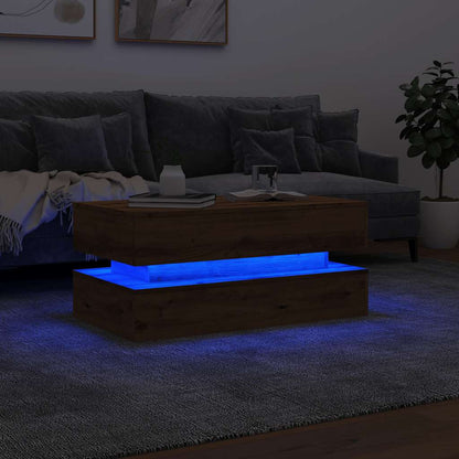 Salontafel met LED-verlichting 90x50x40cm artisanaal eikenkleur