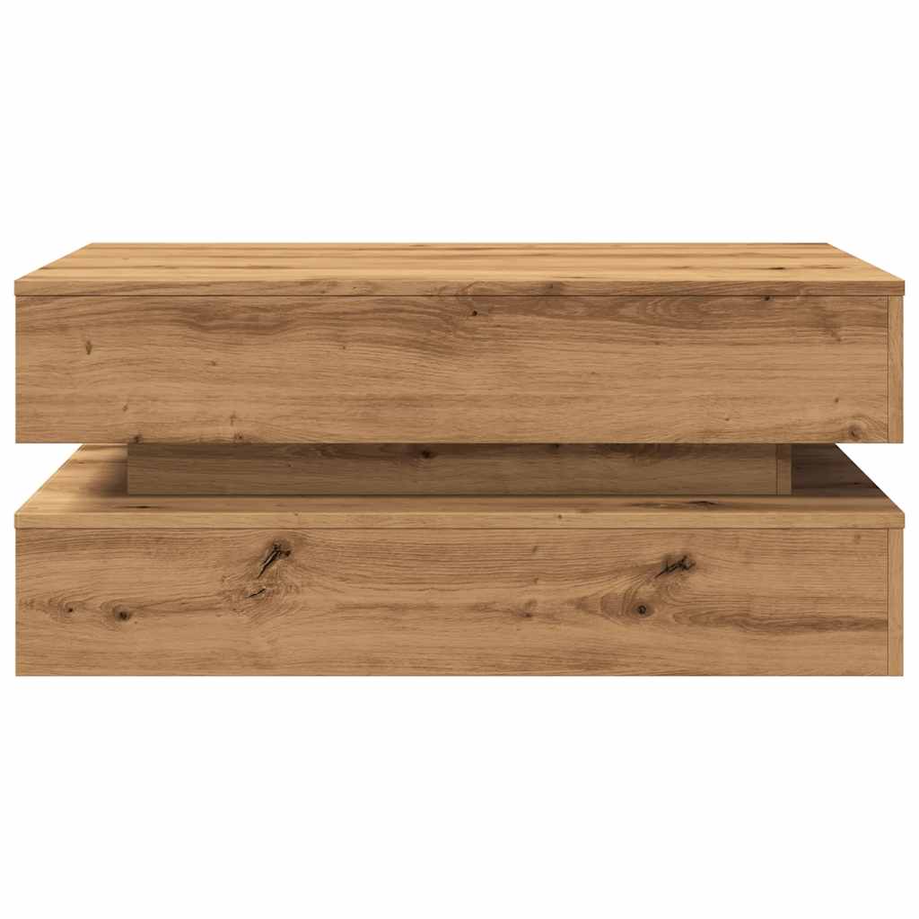 Salontafel met LED-verlichting 90x50x40cm artisanaal eikenkleur