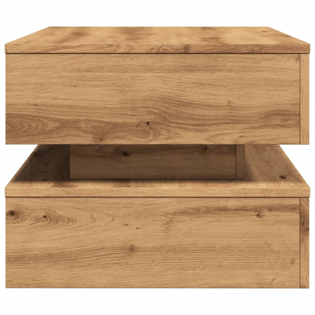 Salontafel met LED-verlichting 90x50x40cm artisanaal eikenkleur