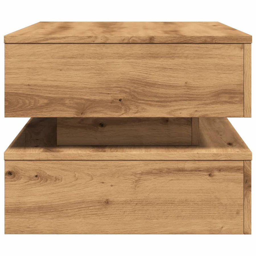 Salontafel met LED-verlichting 90x50x40cm artisanaal eikenkleur