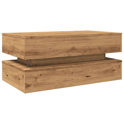 Salontafel met LED-verlichting 90x50x40cm artisanaal eikenkleur