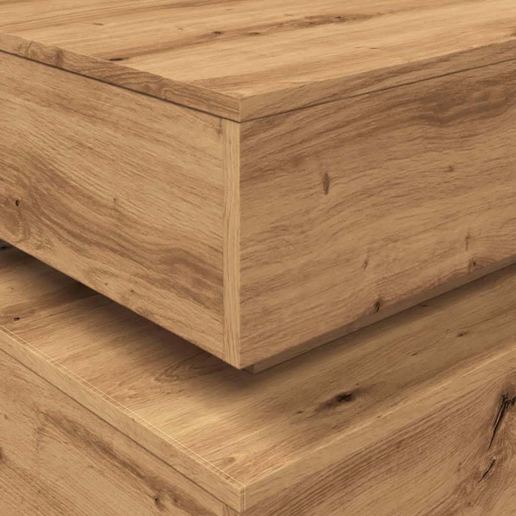 Salontafel met LED-verlichting 90x50x40cm artisanaal eikenkleur