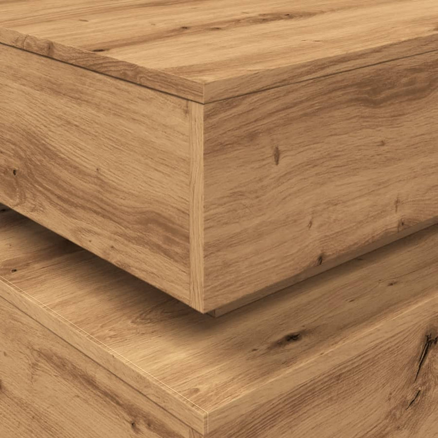 Salontafel met LED-verlichting 90x50x40cm artisanaal eikenkleur