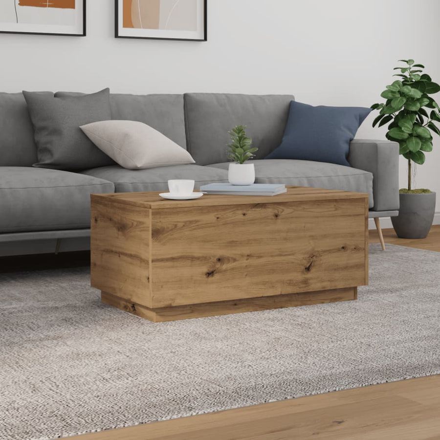 Salontafel met LED-verlichting 90x50x40cm artisanaal eikenkleur