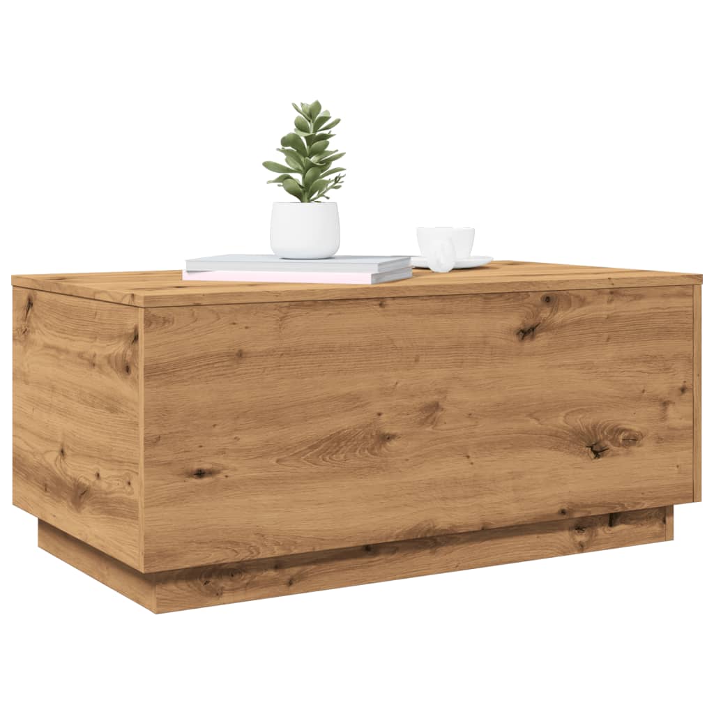 Salontafel met LED-verlichting 90x50x40cm artisanaal eikenkleur