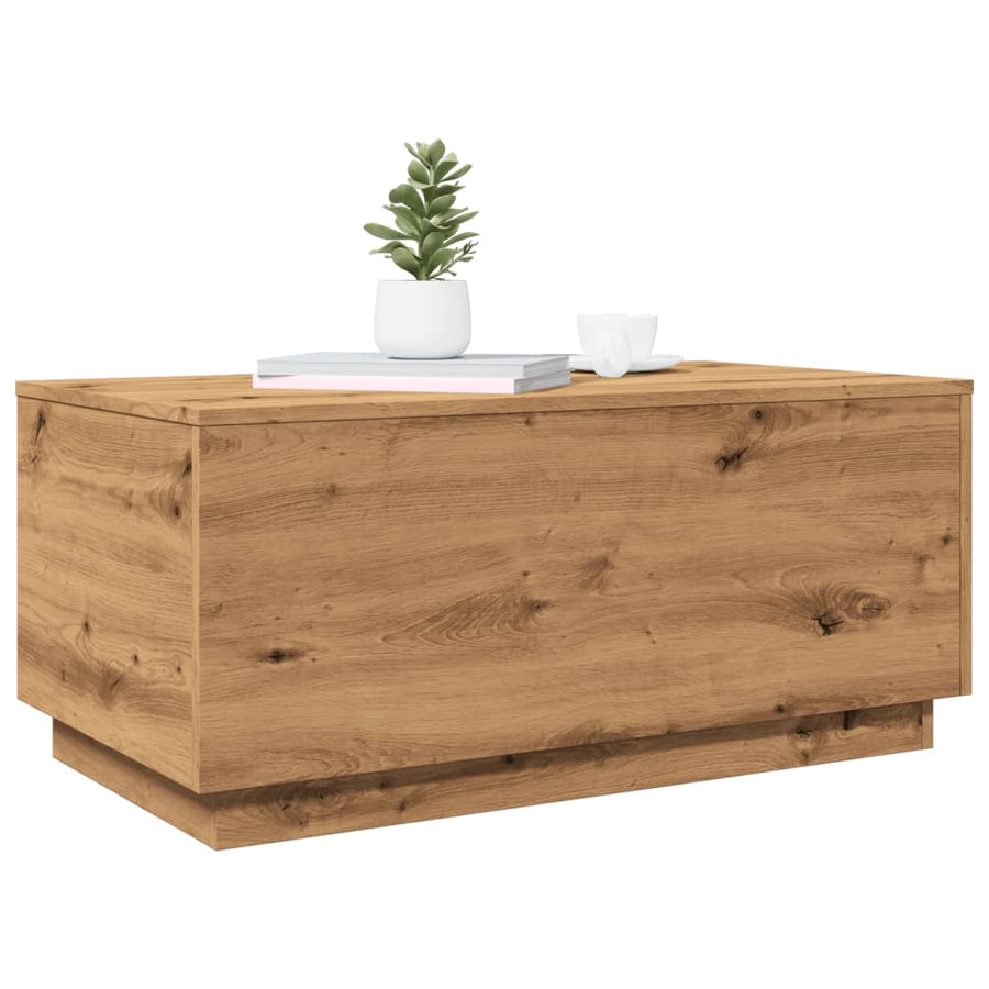 Salontafel met LED-verlichting 90x50x40cm artisanaal eikenkleur