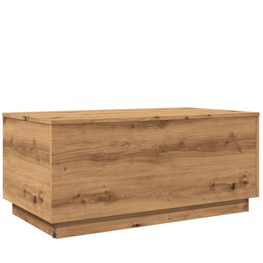 Salontafel met LED-verlichting 90x50x40cm artisanaal eikenkleur