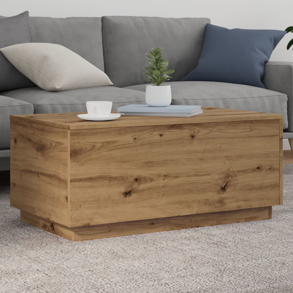 Salontafel met LED-verlichting 90x50x40cm artisanaal eikenkleur