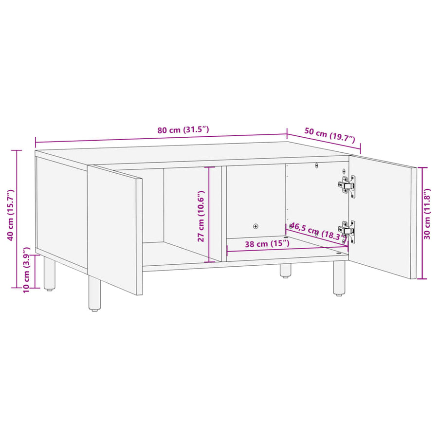 Salontafel 80x50x40 cm bewerkt hout zwart