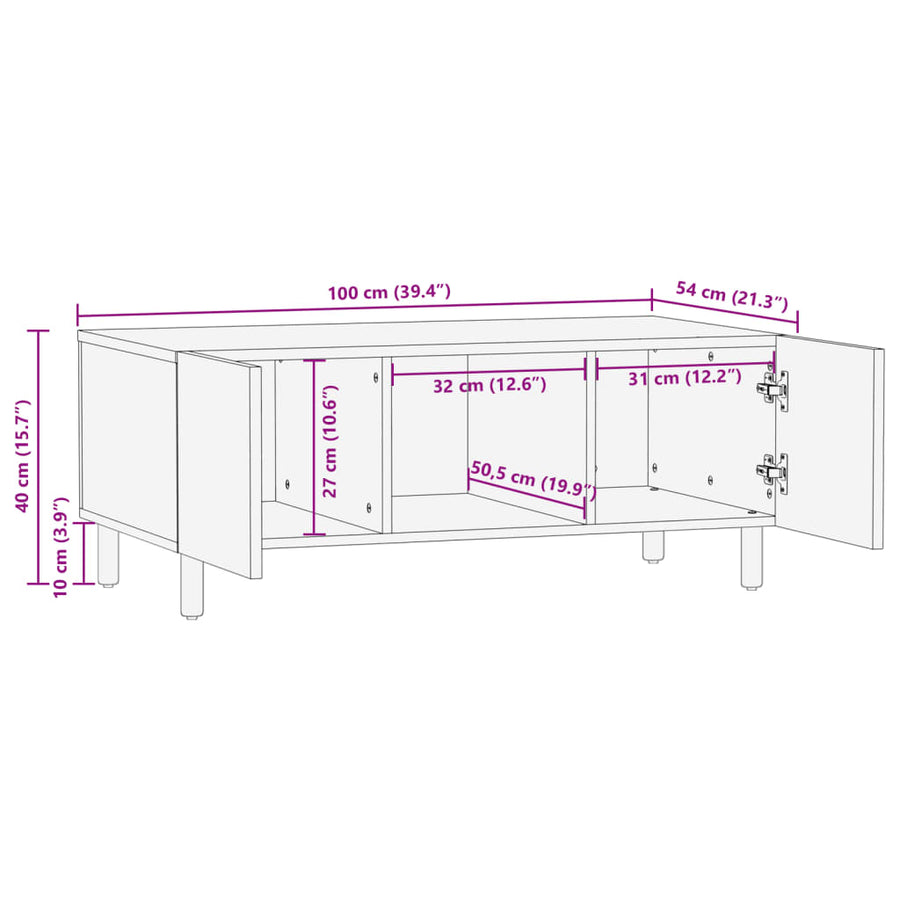Salontafel 100x54x40 cm bewerkt hout zwart
