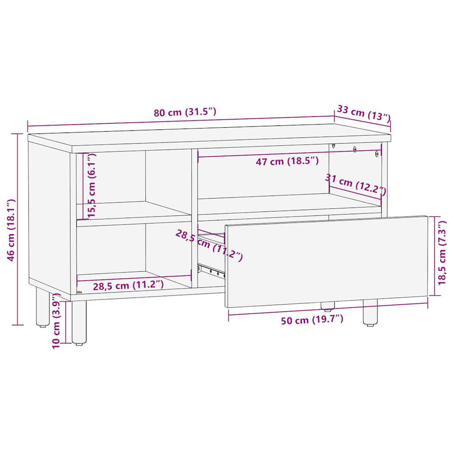 Tv-meubel 80x33x46 cm bewerkt hout zwart