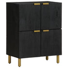 Sideboard 60x33x75 cm carved wood black