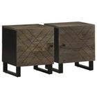 Nachtkastjes 2 st 40x33x46 cm massief mangohout zwart